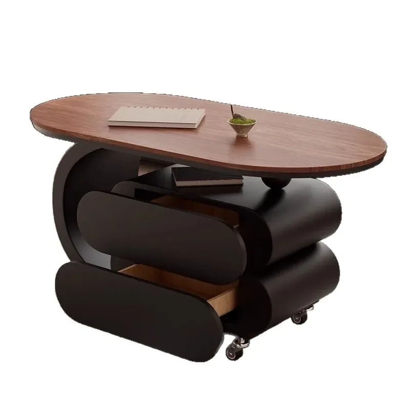 

Solid wood style modern simple rock slab coffee table small apartment light luxury coffee table living room side cabinet