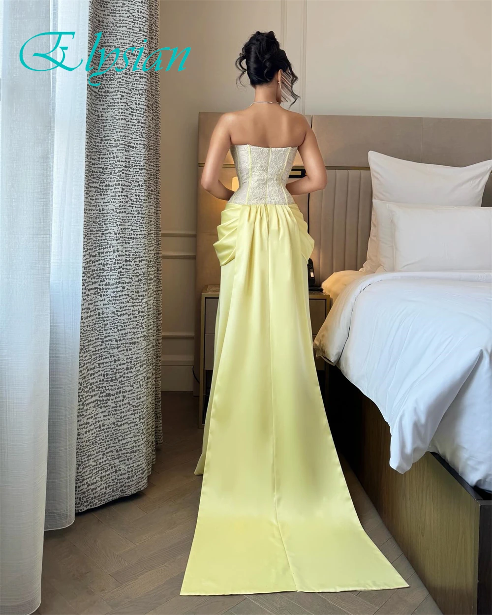 ชุดราตรีสุดหรูแบบสั่งตัดคุณภาพสูง ดีไซน์เกาะอก แขนกุด สง่างาม พร้อมชายกระโปรงยาวแบบคลาสสิก เหมาะสำหรับงานพิเศษ