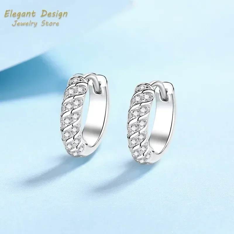 For Women Screw Pattern 0.38ct Moissanite Ear Buckle  Fashionable Platinum PT950 Hoop EarringsDecoration Jewelry Valentines Gift