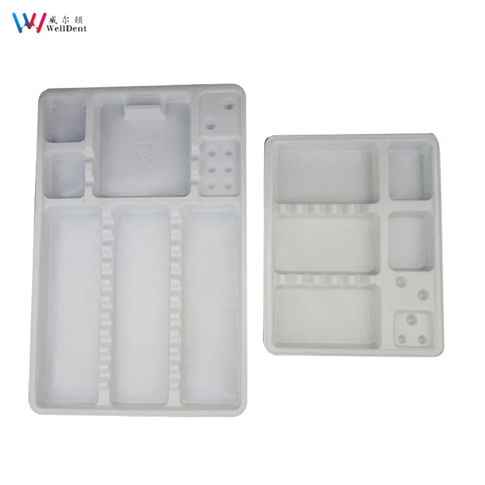 100pcs Dental Disposable Plastic Instrument Segregated Partition Trays Placed Small And Large Dental Consumable