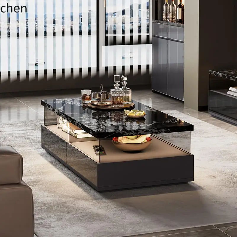 

ZML minimalist rock slab coffee table living room home tea table new high-end glass coffee table