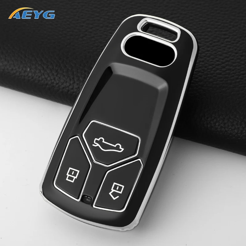 Weiche TPU Autoschlüssel-Hülle für Audi A4 B9 A5 A6 8S 8W Q5 Q7 4M S4 S5 S7 TT TTS TFSI RS Schlüsselanhänger Zubehör