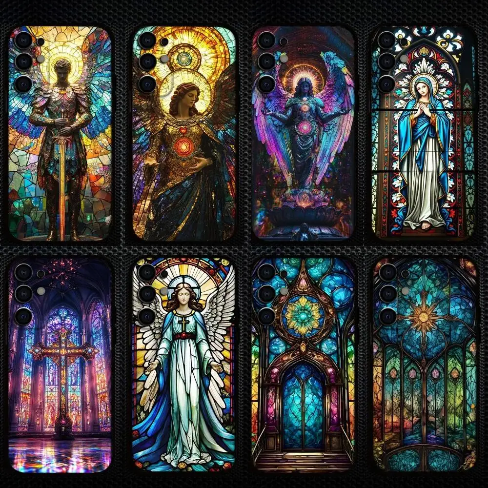

Classic Church Glass Phone Case For Samsung S25,S24,S23,S22,S21,S20,Plus,Fe,Lite,Others Soft Black Cover