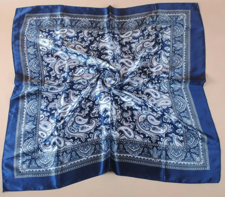 90X90cm Kopf Schal Frauen Luxus Marke Seide Quadrat Schal Foulard Satin Bandana Weiche Halstuch Hijab Haar Schals für Damen – Detail 9