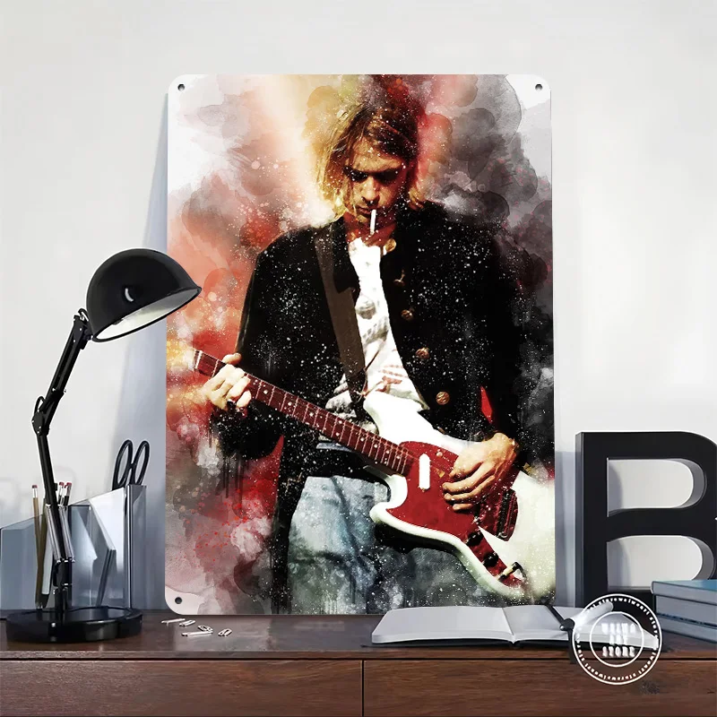 Rocker Music Guitar 3D Texture Printed Poster Custom Vintage Metal Tin Plate Sign for Wall Art Home Decoration Gaming Wand Deko