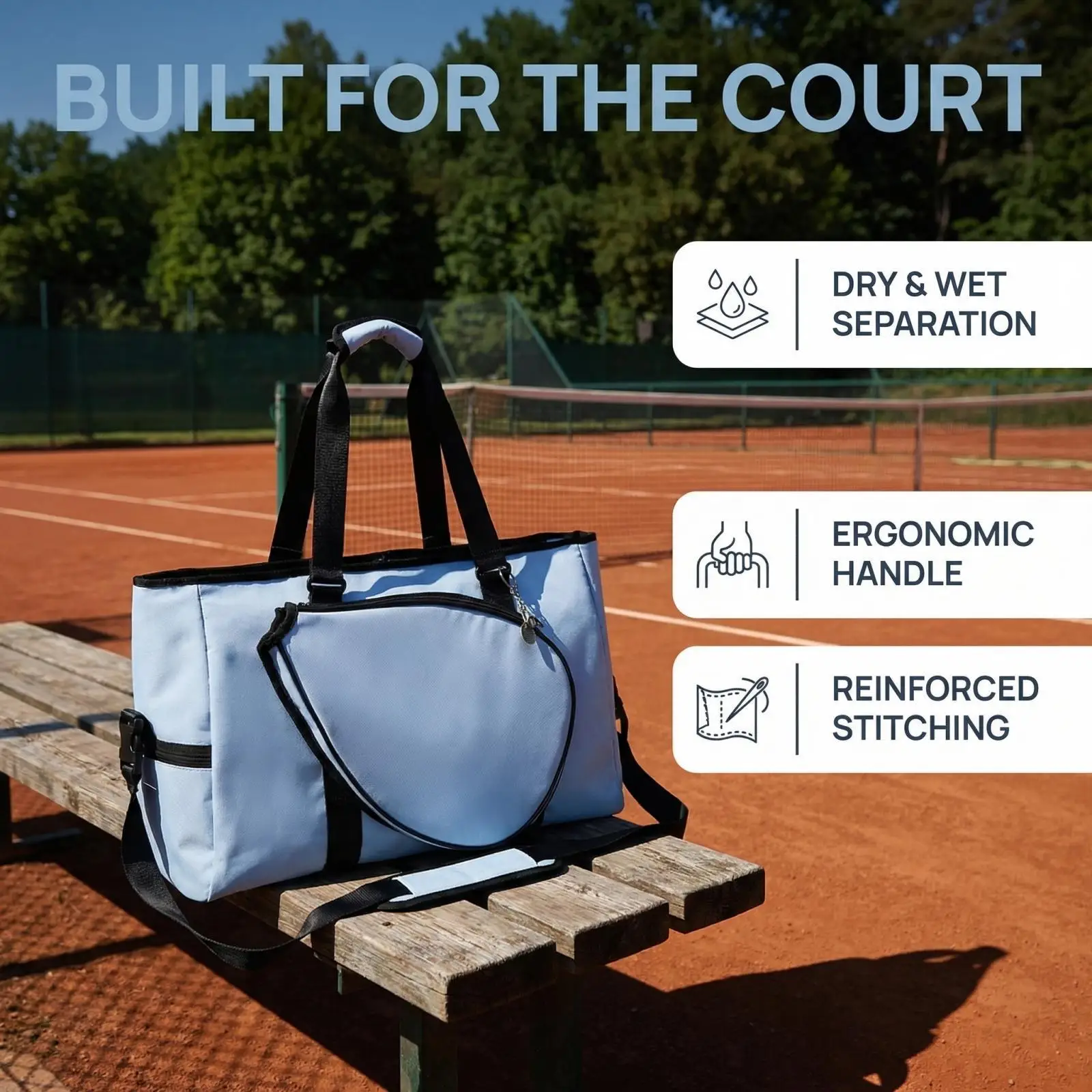 

Badminton Shoulder Bag Handbag with Zipper Removable Shoulder Strap Outdoor Gym Fitness Multipurpose Sport Bag for Men Women