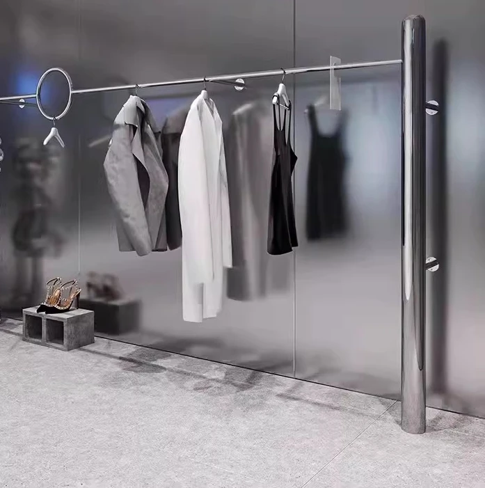Floor-to-ceiling hanger Nakajima shelf Stainless steel rack for men's and women's clothing stores