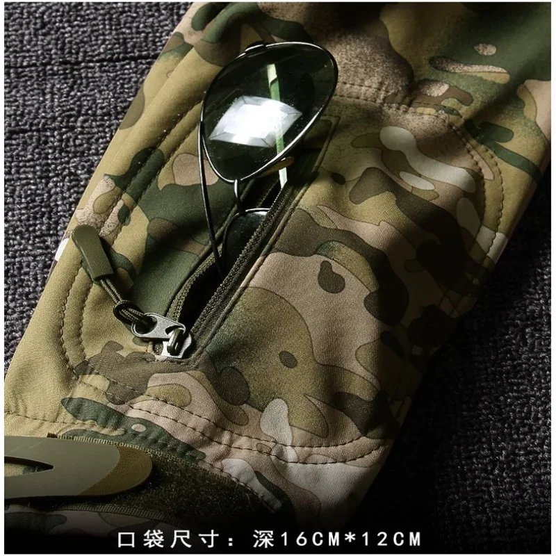 6XL TAD Taktische Männer Jagd Wandern Angeln Erkunden Kleidung Anzug Camouflage Shark Haut Jagd Wasserdichte Kapuzenjacke + Hosen – Detail 7