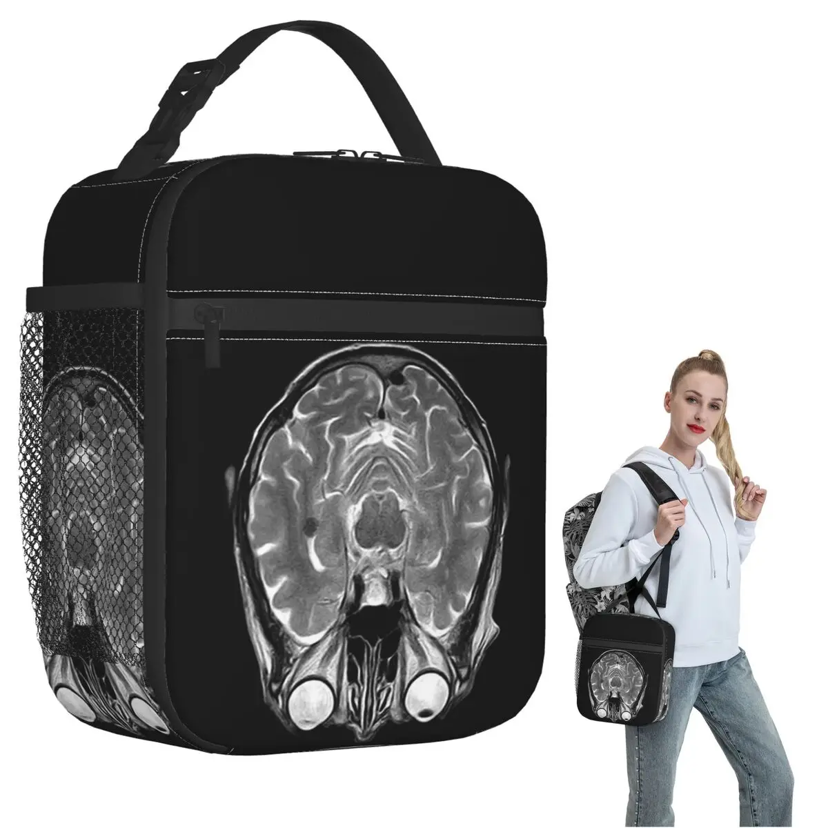 

MRI Of The Brain Insulated Lunch Bag for Women Kids Portable Food Boxes Thermal Lunch Box Tote