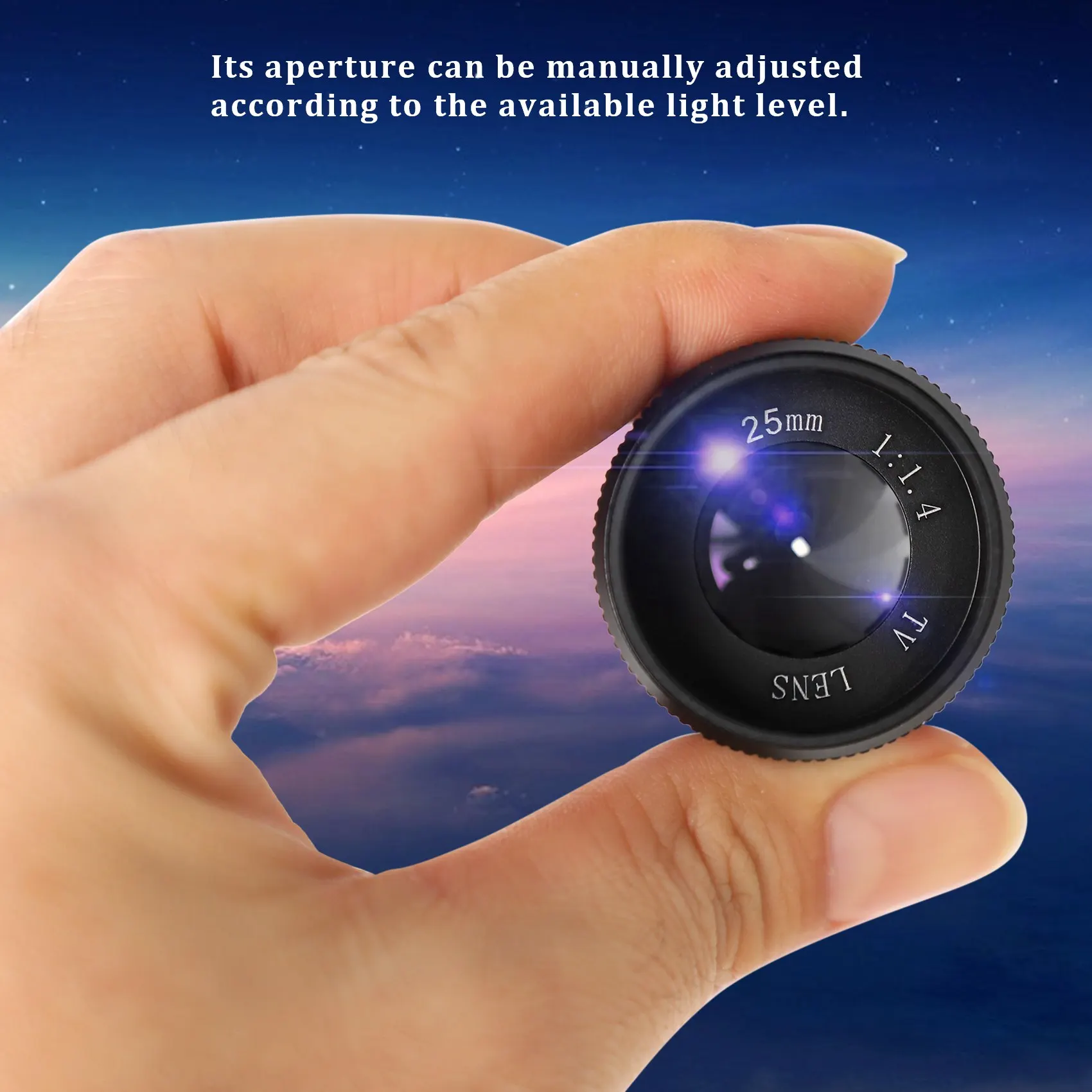 เลนส์โทรทัศน์โทรทัศน์/เลนส์กล้องวงจรปิดสําหรับกล้อง C Mount 25 มม. F1.4 สีดํา