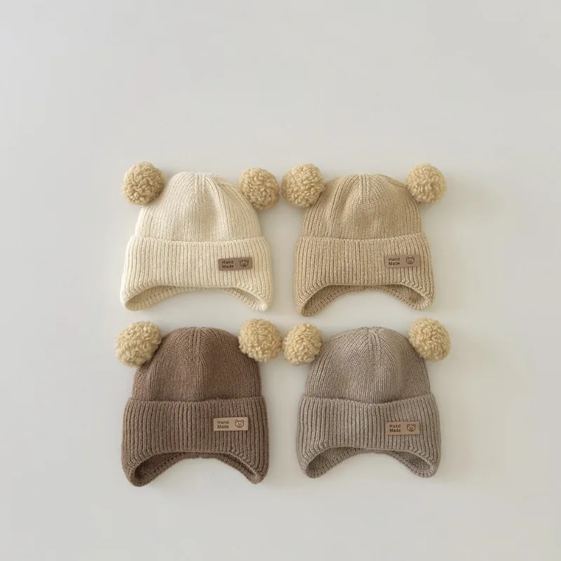 

Теплая шапка с ушками для младенцев, вязаная шапка с милыми животными для младенцев, милая уличная зимняя корейская шапочка для малышей, фотография новорожденного