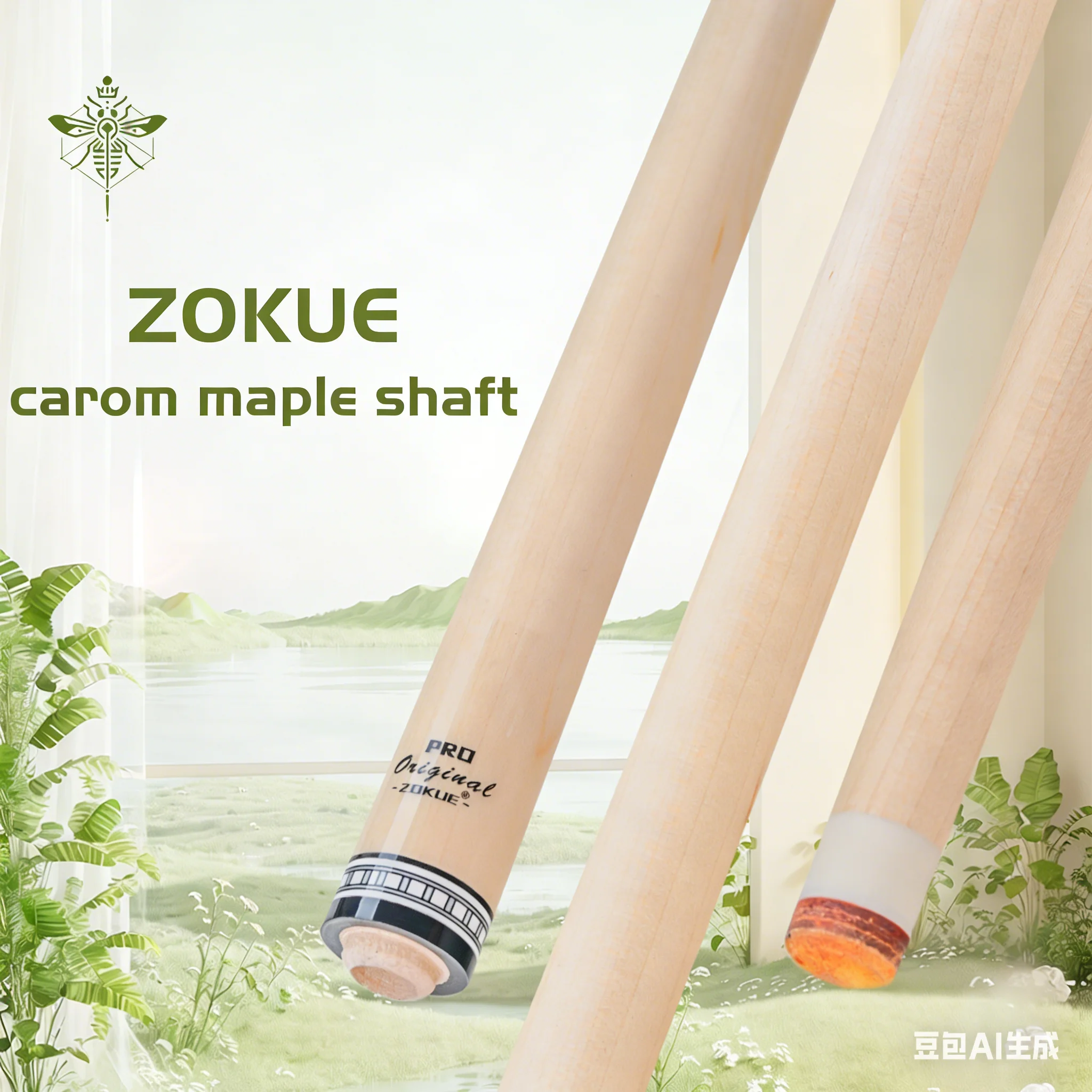 

ZOKUE Carom Stick wooden single shaft with 12mm tip 71cm lengh North American Hard Maple for 3 Cushion Professional Carom cue