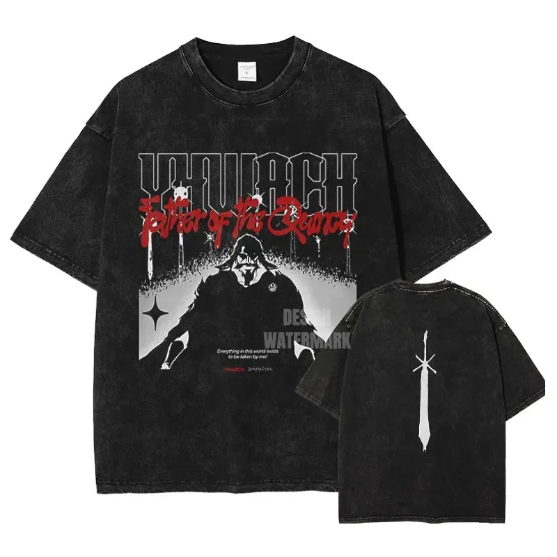 2026 Bleach Ichigo Hollow Double Sided Anime Graphic Vintage Washed T-Shirt Oversized Y2K Cotton Tee For Anime Enthusiasts view 2