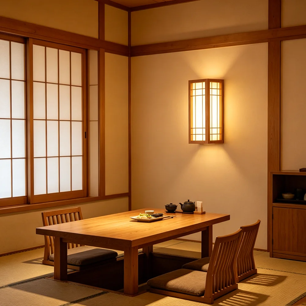 

Japanese Style Wall Lamps Bedroom Wood LED Decorative Wall Lamp Restaurant Hotel Corridor Rectangular Indoor Lighting Fixture