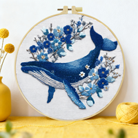 1pc 20X20CM/15X15CM 7.87/6.3inch Embroidery Starter Kit DIY kit Home Decor，Whale，Embroidery kit