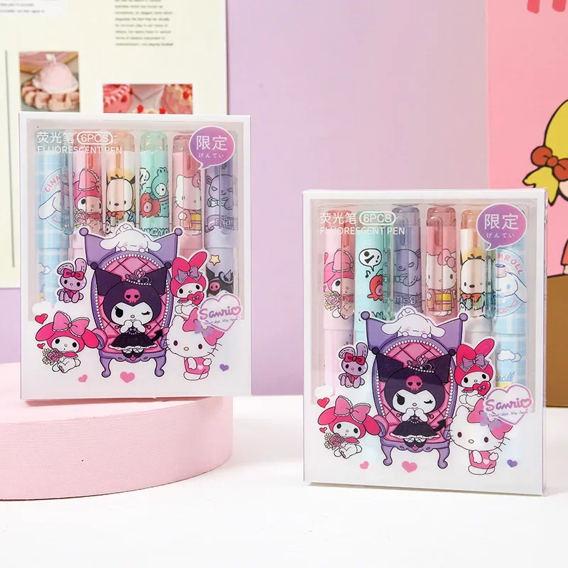 Imagem -06 - Sanrio Lolita Series Highlighter Hello Kitty Kuromi Graffiti Bonito Pintar Canetas Classroom Markers Student Papelaria Novo 12 Pcs