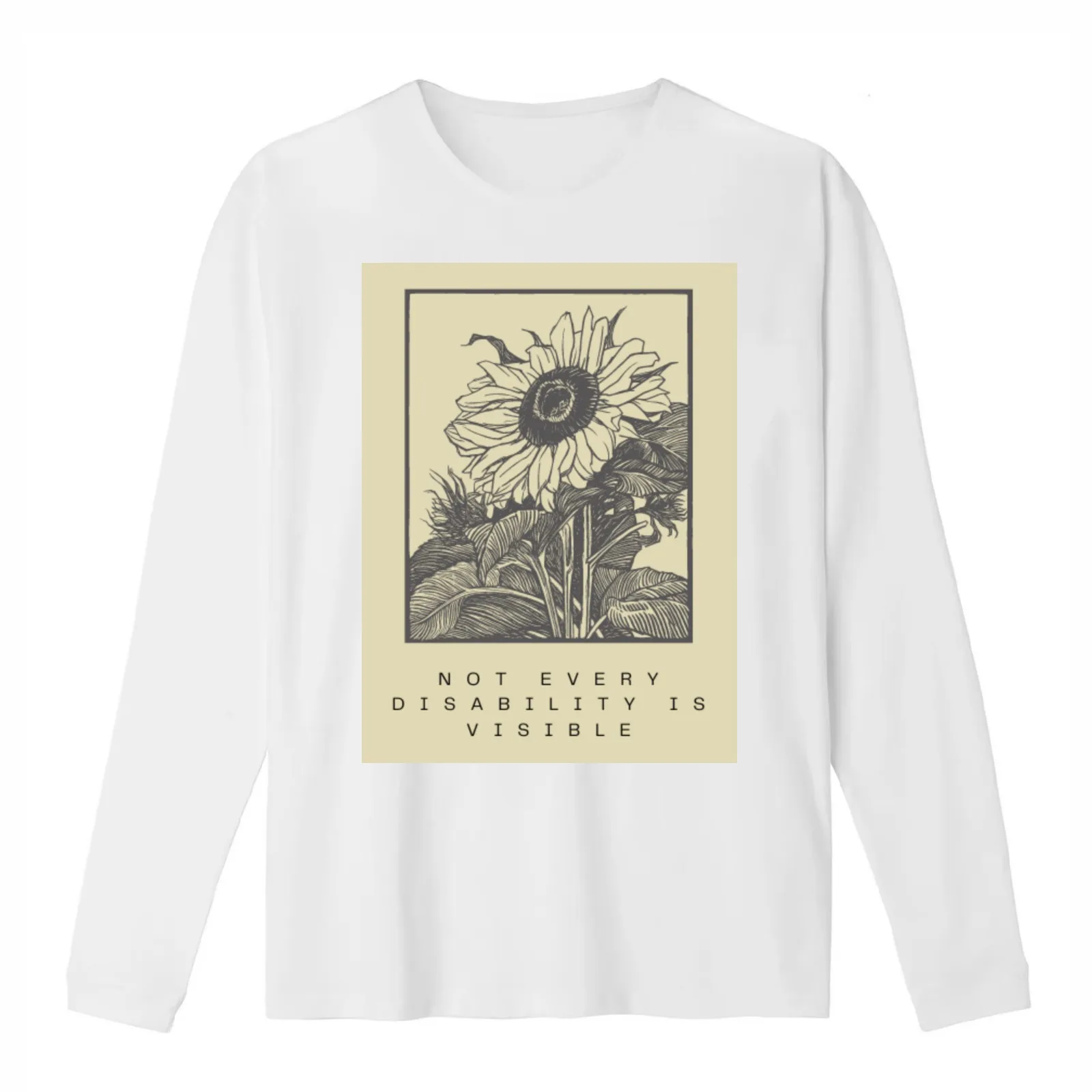 Disability Sunflower T-Shirt Summer Casual Cotton Tee Oversized Streetwear Tops Vintage Graphic Print Loose Fit Short Sleeve