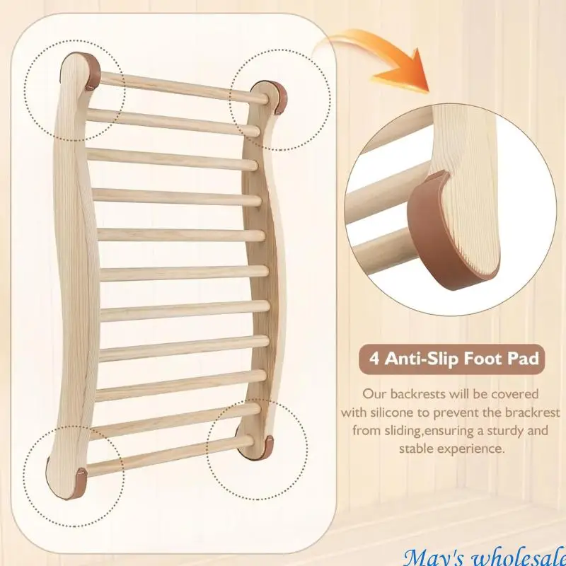 S-شكل تصميم ساونا كرسي الظهر ساونا الملحقات ساونا مسند الظهر خشبي مقاوم للانزلاق مريح مريح مسند الظهر 448A #2
