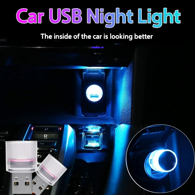 Car Mini USB LED Ambient Light Decorative Atmosphere Lamps for Interior Environment Auto PC Computer Portable Light Plug Play
