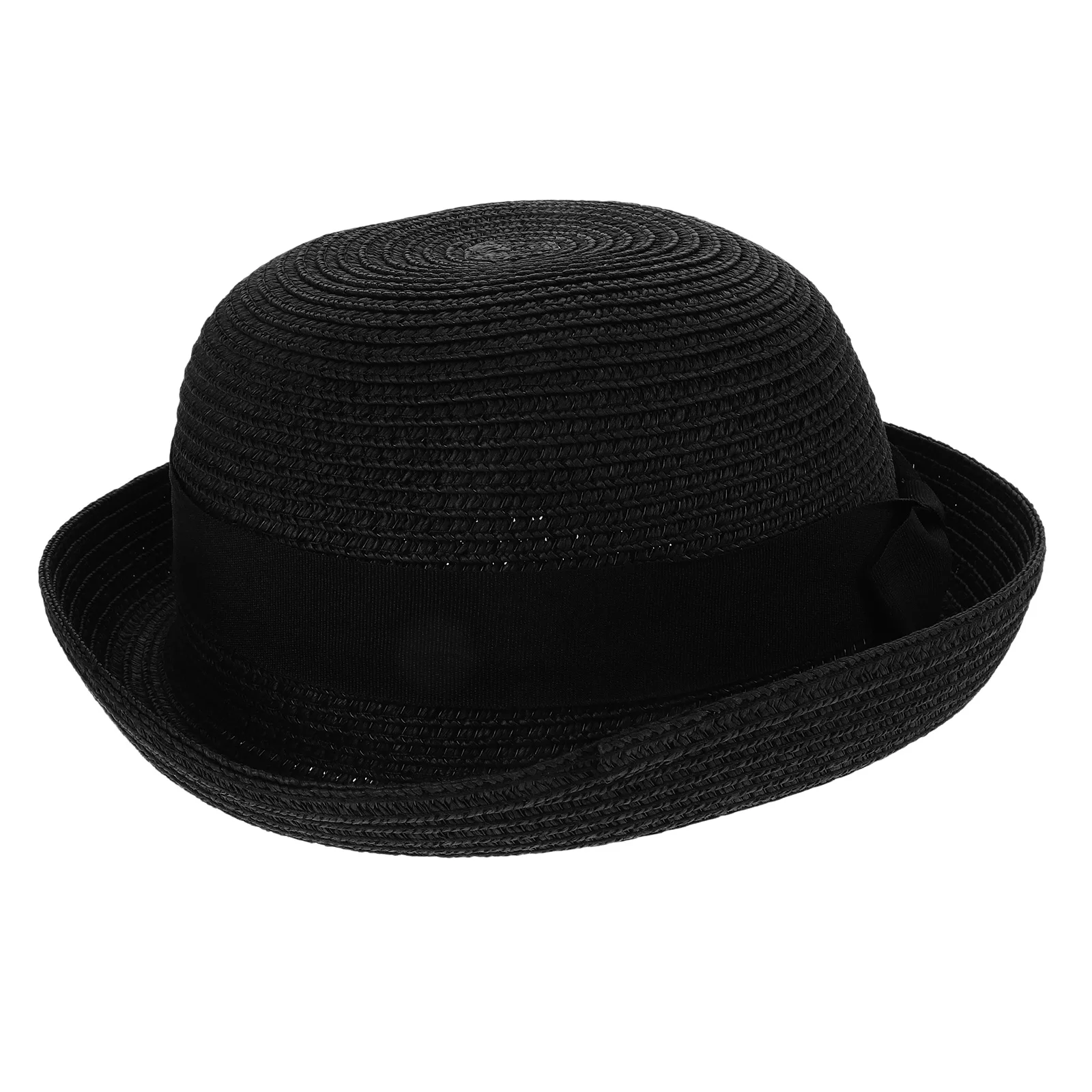 

Summer Straw Sun Hat for Women Red Curly Brim Beach Bowler Hats Foldable Free Size 56cm 58cm