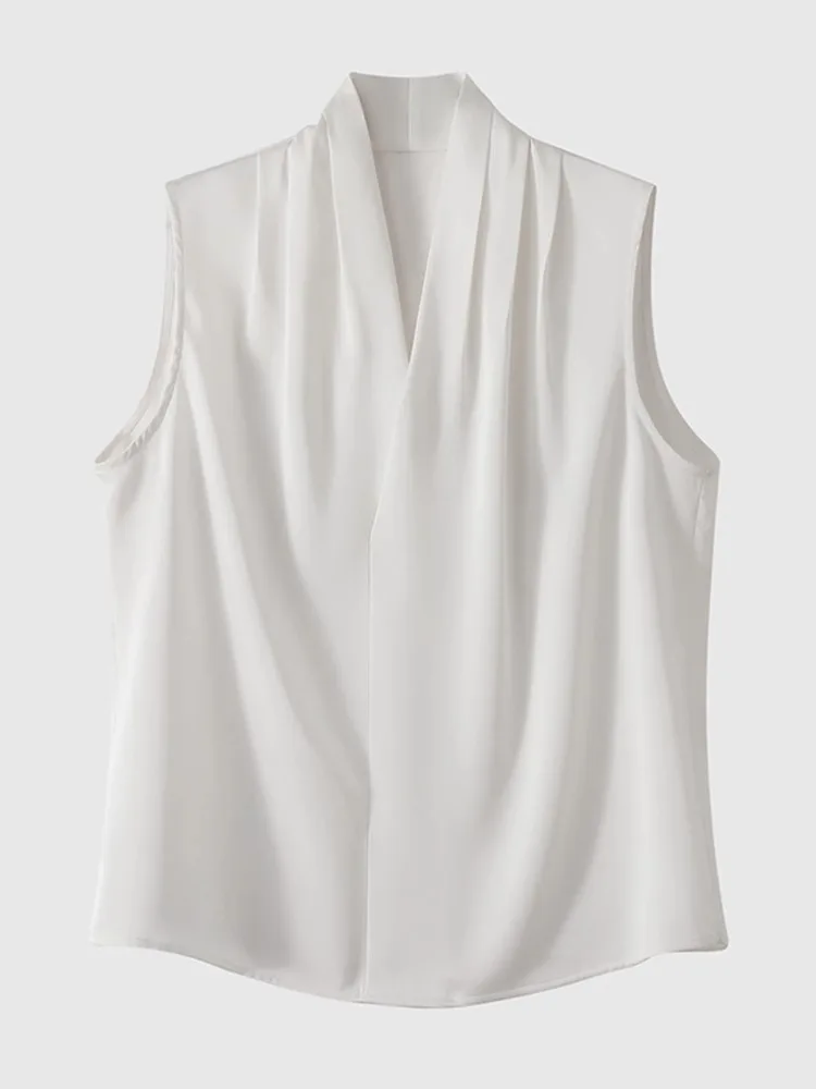 Ele V-Ne Svel Chiffon irt Dimagrante High-End Faion Summer Top Coreano Sle Taglio dritto Abbigliamento da pendolare