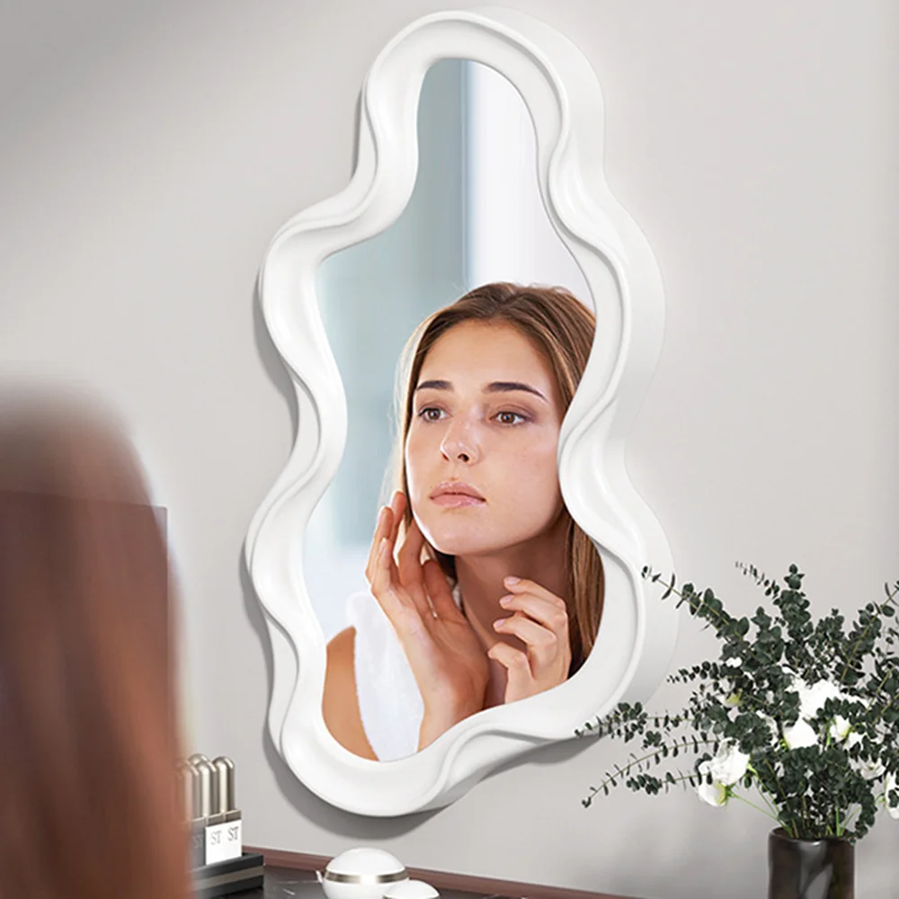 Pink White Clouds Waves Irregular Table Mirror Home Decorative Mirror Bedroom Table Makeup Mirror Dressing Vanity Mirror