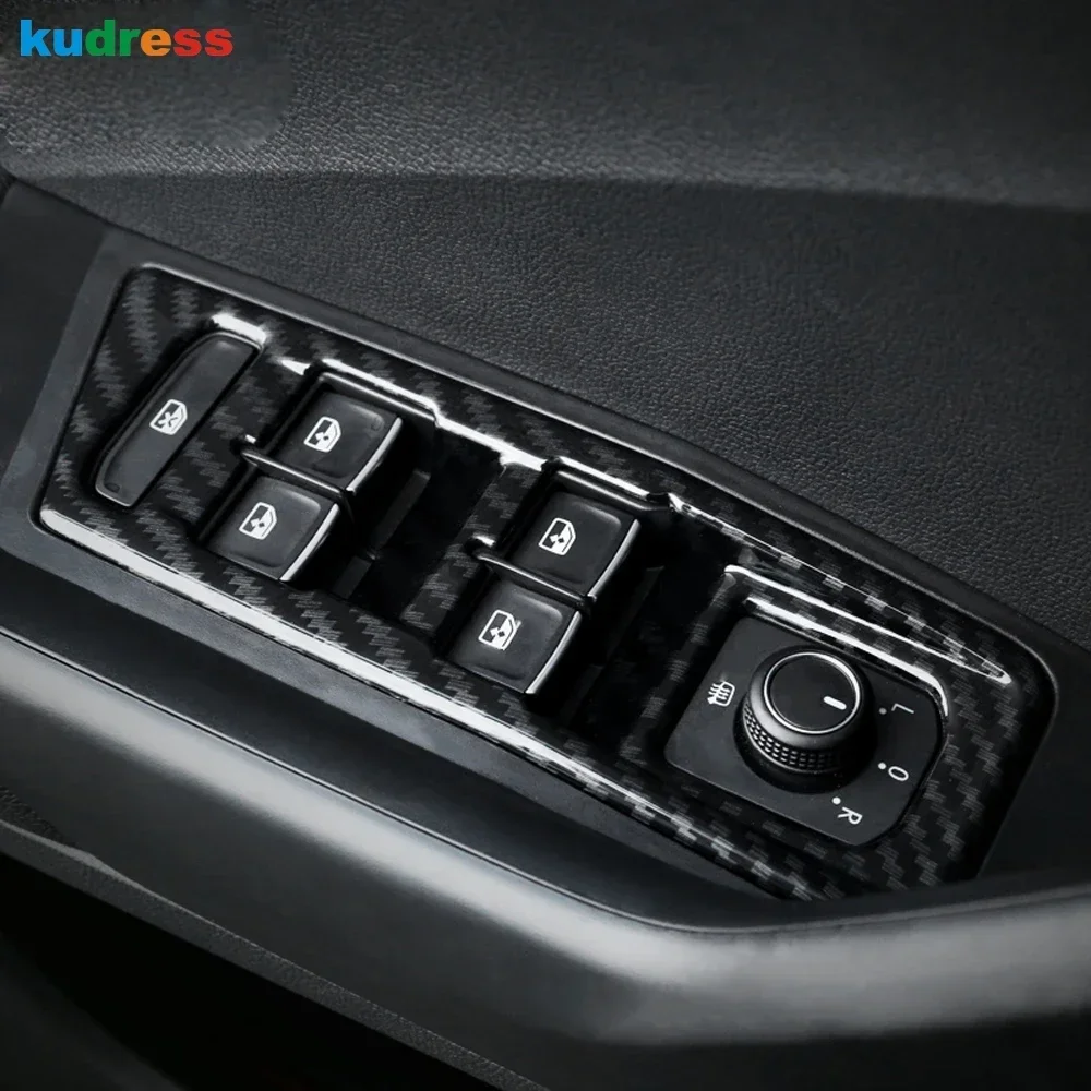 For Volkswagen VW T-Roc TROC 2017-2024 Carbon Car Inner Door Window Lift Switch Button Panel Cover Trim Interior Accessories