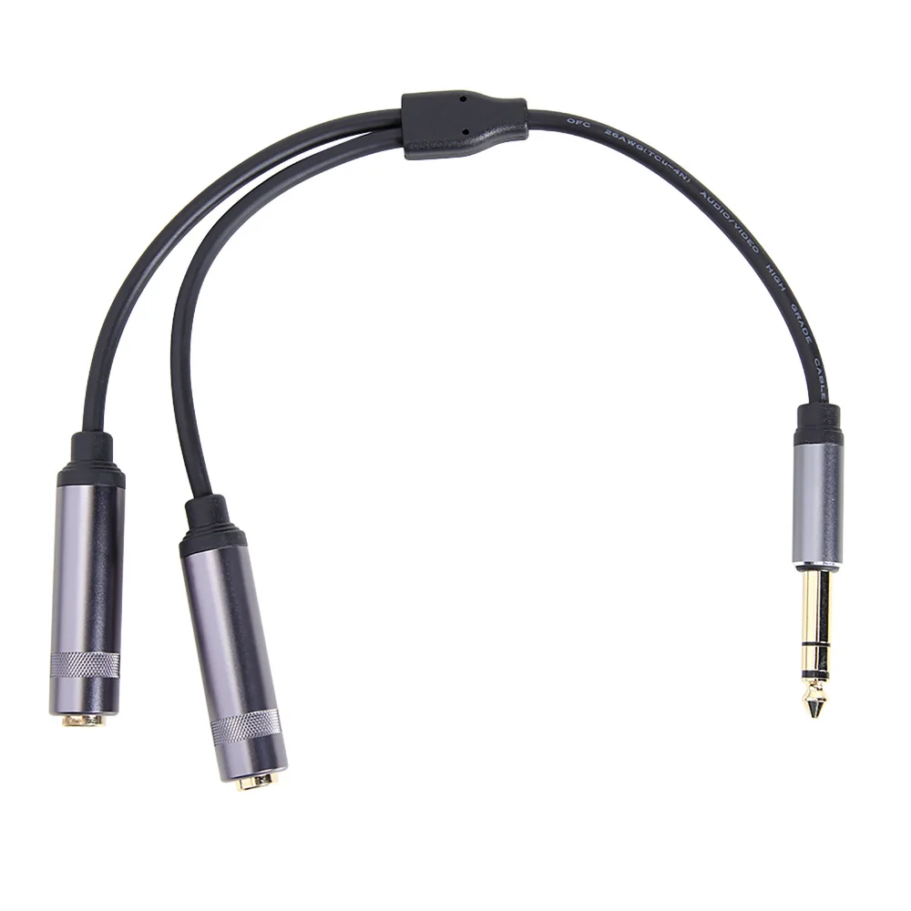 Stereo 6.5mm 1/4 \'\'TRS do podwójnego Adapter gniazda Jack 6.35mm 6.5 męskiego do 2 żeńskiego rozdzielacza Y rozszerzenie Audio przewód do miksera