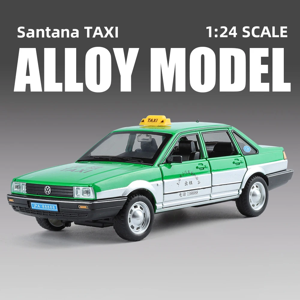 1:24 Santana TAXI Modello in lega di auto giocattolo Fonde sotto pressione fusione di metallo Suono e luce Auto giocattoli per bambini Veicolo