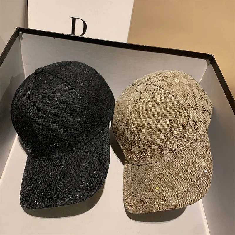 2024  Rhinestone Letter Baseball Cap for Women Female Male Sport Visors Snapback Cap Sun hats for women luxury designer brand