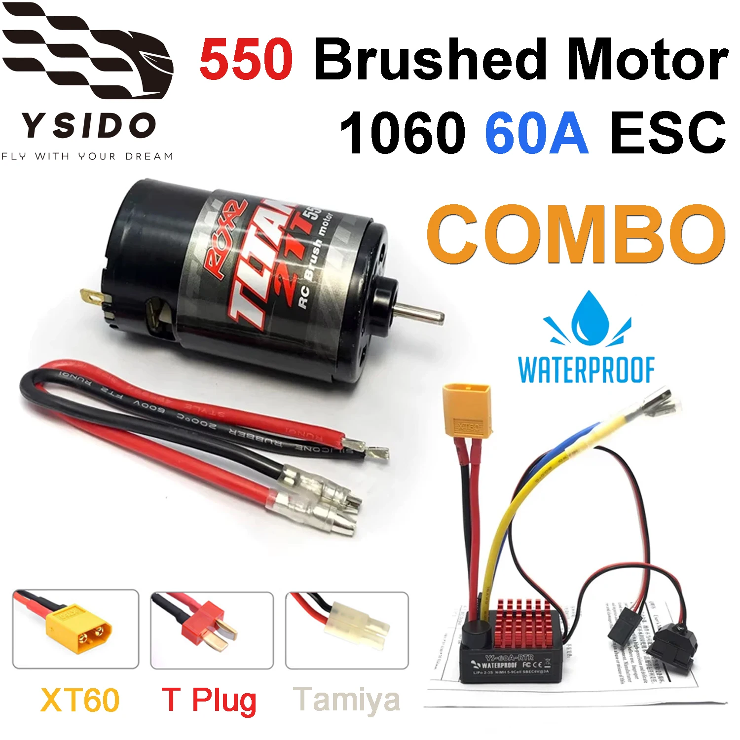 YSIDO Wasserdichter 550 12T 21T 29T 35T Bürstenmotor 60A ESC für 1/10 Axial SCX10 AXI03007 JL 90046 TRX4 TRX6 RC Crawler Auto Teile