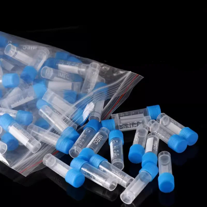 Plastic freezing tube boxed cryovials flat bottom can stand 100 1.8/5ml centrifuge tubes 100 hole freezing tube box