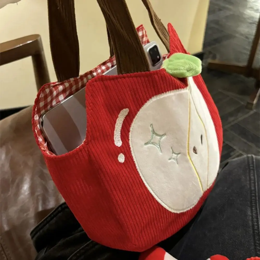 Niedliche Cord-Handtasche, vielseitige Umhängetasche mit großem Fassungsvermögen, rote Canvas-Tasche für Damen und Mädchen – Detail 6