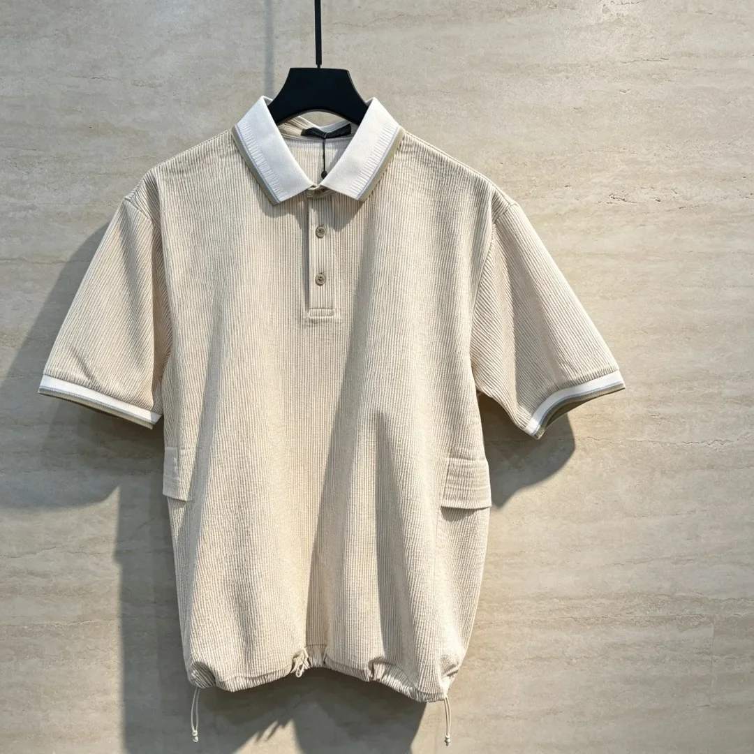 Men's Golf Short Sleeve Polo Shirt 2026 Fall New Korean Style Quick-Dry Versatile Letter Logo Colorblock Sporty Polyester Soft