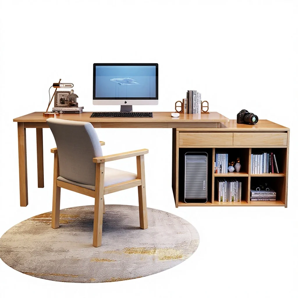 

￥%Solid Wood Corner Bookcase IntegratedCombo Student Study Writing Double-Person Office Computer Desk Model