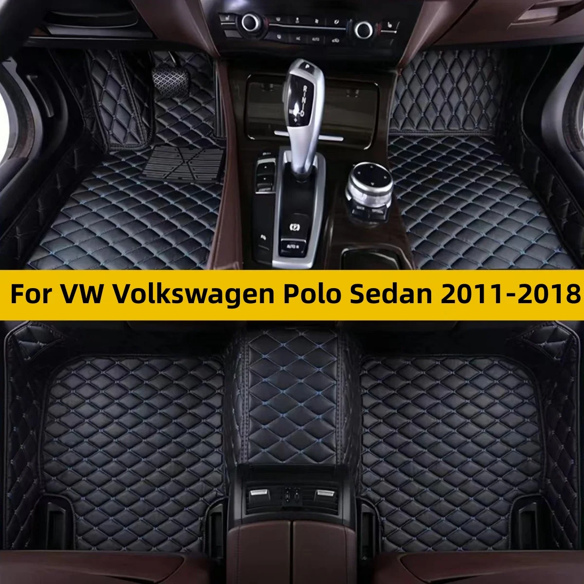 Custom Car Floor Mats For VW Volkswagen Polo Sedan 2011 2012 2013 2014 2015 2018 Auto Carpets Foot Coche Accessories