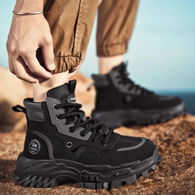Men's High-top British Style Retro Tooling Boots Outdoor Mountaineering Desert Combat Rhubarb Boots Fad Man Shoes Zapatos Hombre - Image 6