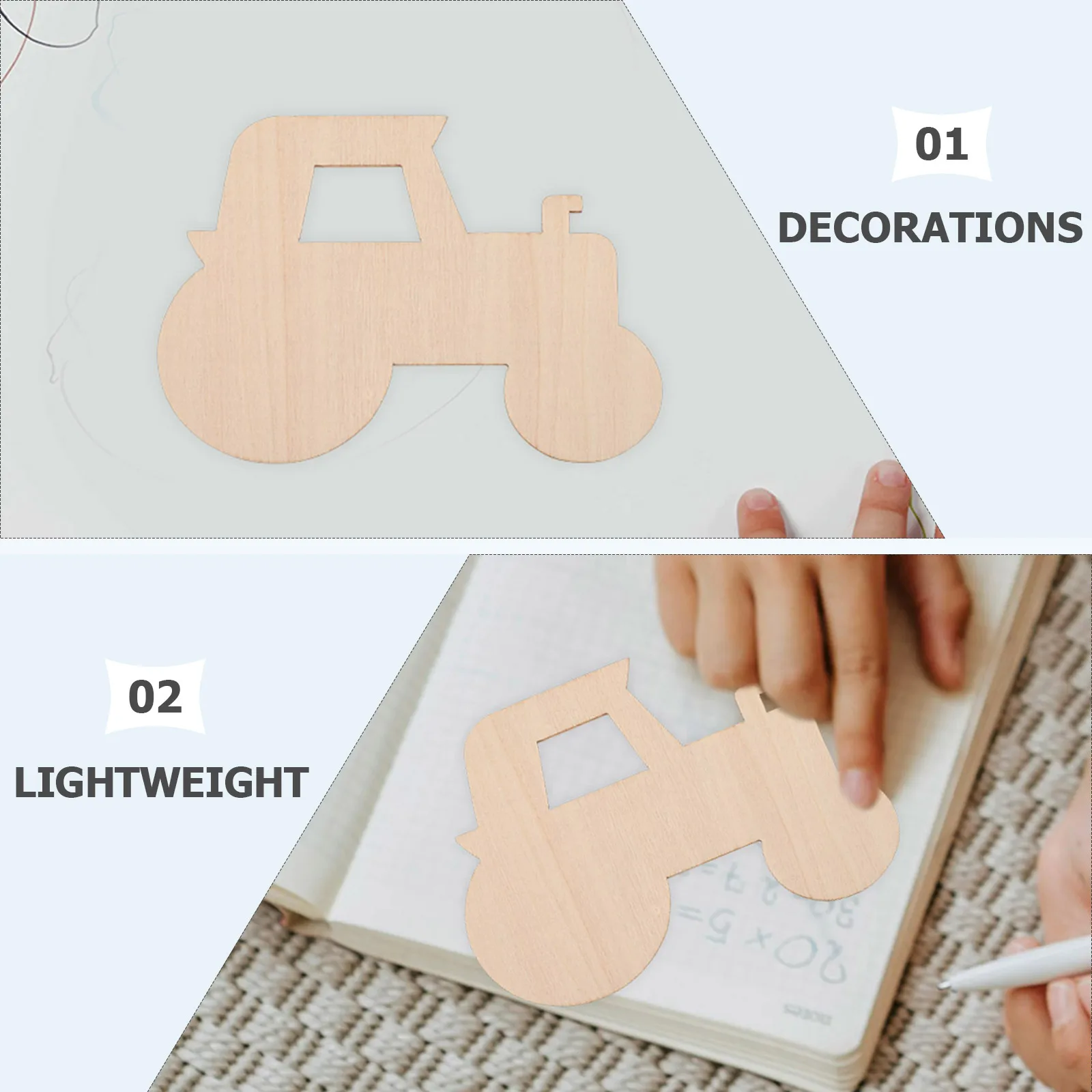 

20pcs Wooden Tractor Unfinished Wood Slices DIY Handmade Crafts Kids Graffiti Decoration Pendant Wood Chip Miniature Cutout