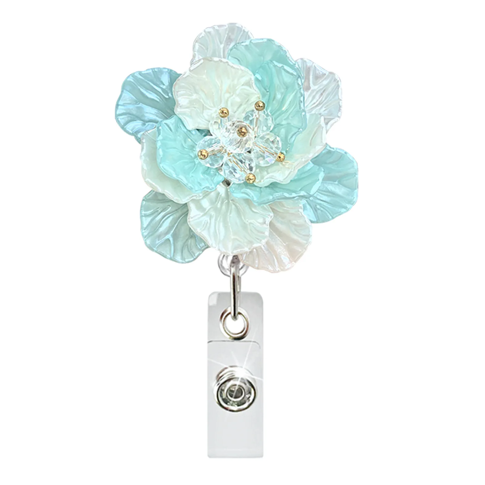 Blume drehbarer Abzeichen-Clip-Schlüsselanhänger, einziehbarer Ausweishalter, Abzeichenrolle, Geschenk für Arzt, Krankenschwester, Schüler, Lehrer, Schmuck, Geschenke