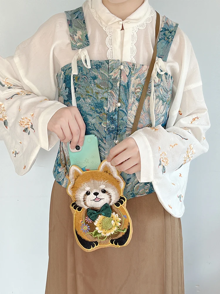 Retro Eassel Embroidery Chinese Style Hanfu Handbag Packet Carry Coin Purse Wallet Girl Japanese Kimono Beam Tote Bag Package