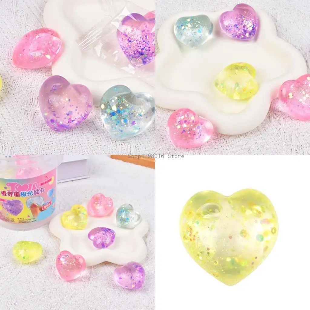 Glitzernde Pulver drückbarer Spielzeug dehnbar Liebe Herz weiches Dekompression Spielzeug für Autismen Kinder und für Erwachsene
