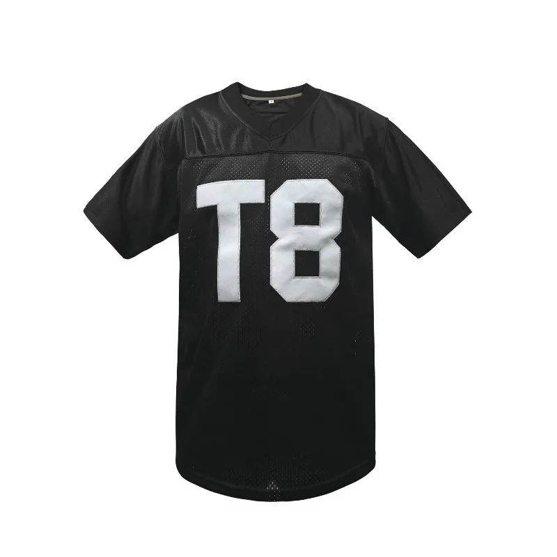 

Men's #T8 Retro Black Breathable Mesh Sports Jersey V-Neck Football Jersey Athletic Football Shirt Practice Sports Uniform