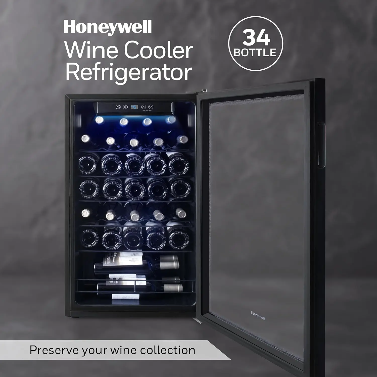 Compressor Wine Cooler Refrigerator, Large Freestanding Wine Cellar For Red, White, Champagne or Sparkling Wine, Digital Tempera