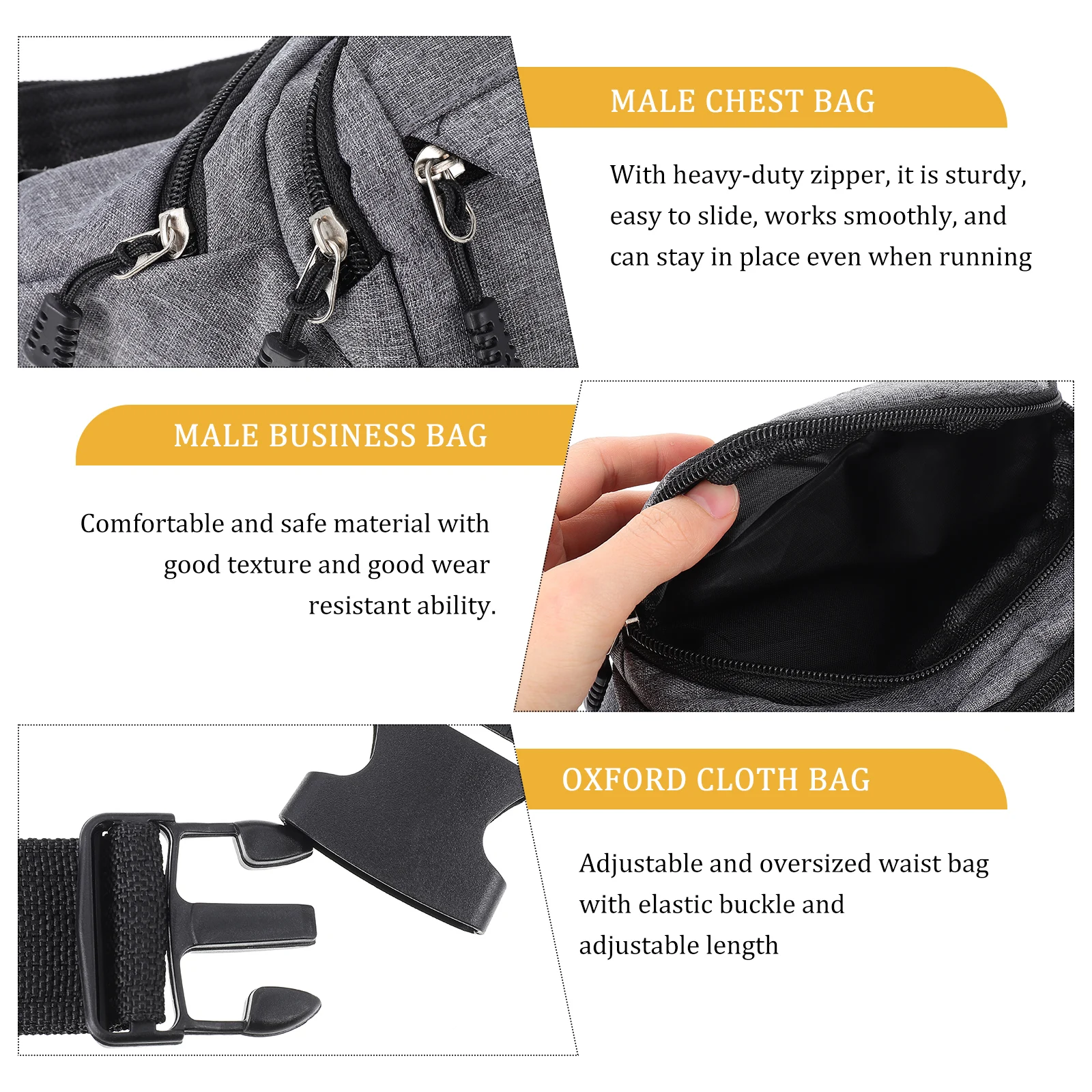 

Waterproof Oxford Cloth Waist For Men Large Capacity Adjustable Portable Leisure Cross Body Chest Bag Sport Travel Work Bag