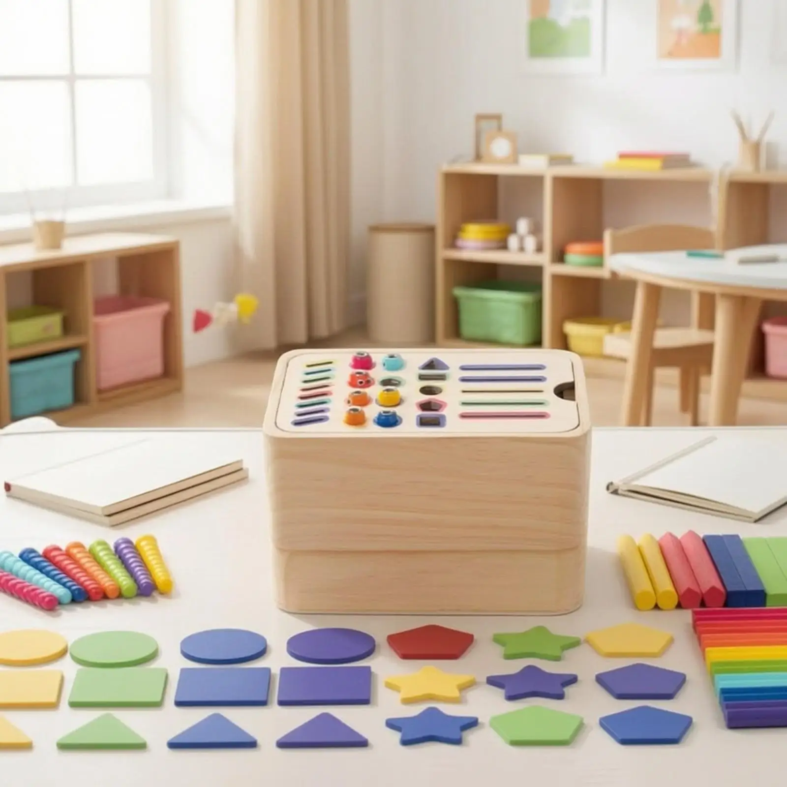 Wooden Sorting Box Toy Child-Friendly for Early Learning Settings, Preschoolers