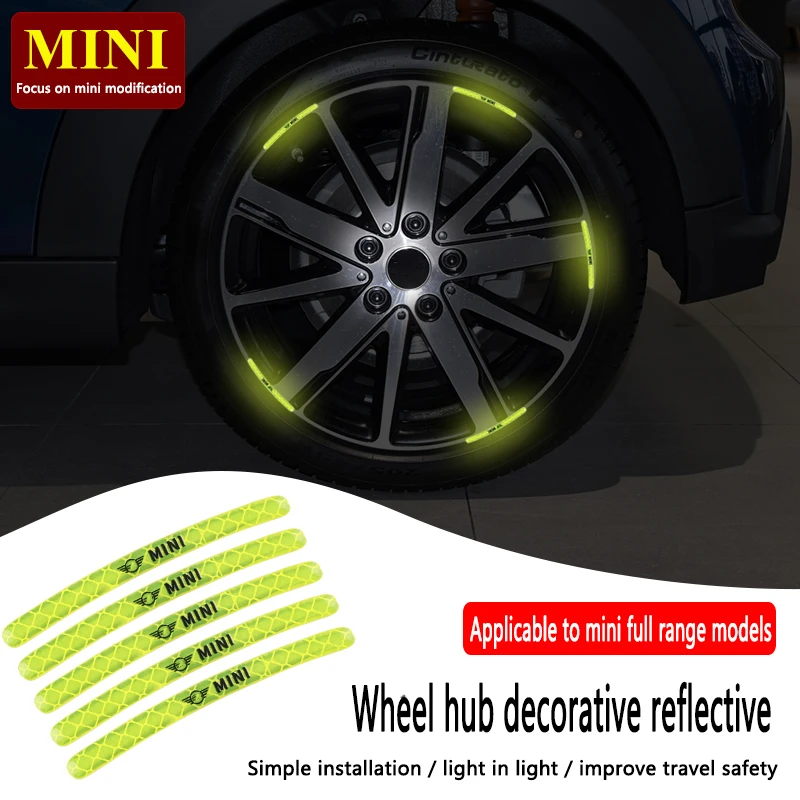 

For MINI Wheel Rim Reflective Sticker Cooper Tire Anti-collision Strip Personality Creative Car Stickers