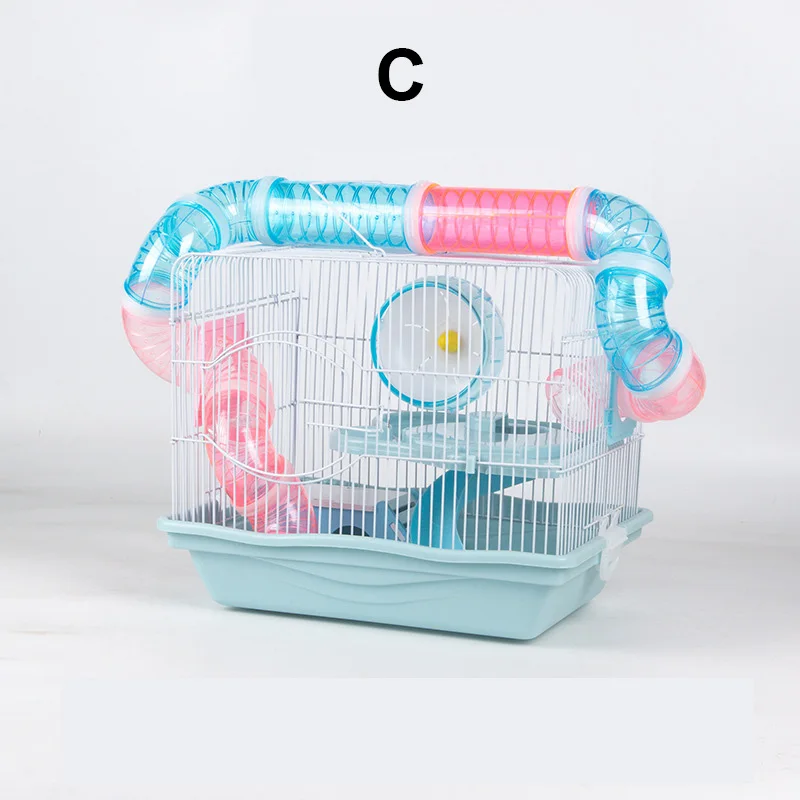 

Hamster Cage Double-layer Pipe Cat Head Basic Cage Gold Wire Bear Nest Large Size Hamster Cage Villa Four Seasons Universal