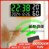 LED Digital Wall Hanging Clock with Ambient Light Temp Humidity Week Date Time Display Multi-functional Electronic Alarm Clock