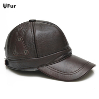 2025 New Style Men Brown Cow Leather Baseball Outdoor Real Leather Retro Hat Adjustable Real Cowhide Leather Baseball Cap