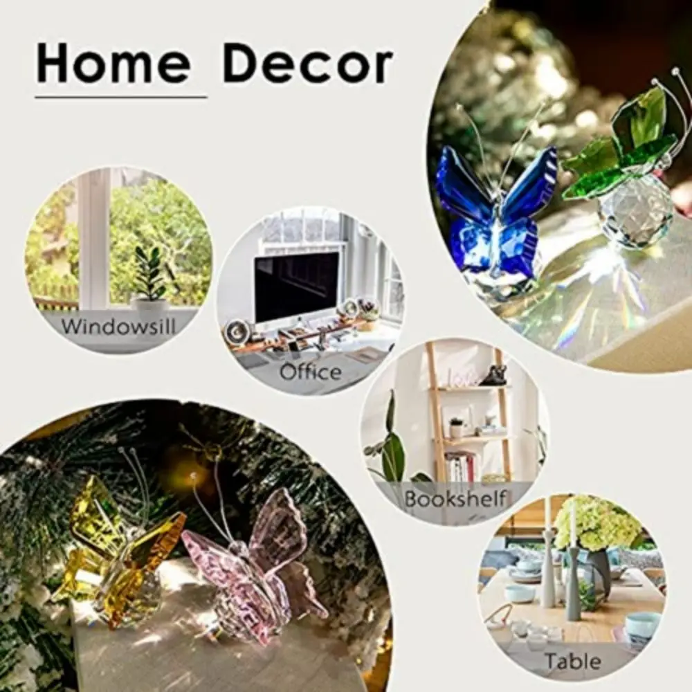 

Home&Office Paperweight Table Ornaments Souvenir Gifts Crystal Ball Glass Miniature Glass Craft Crystal Butterfly Figurine